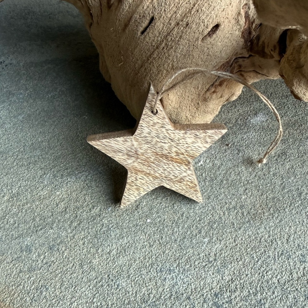 New🌟Anthropologie-Natural Wood Star Ornament